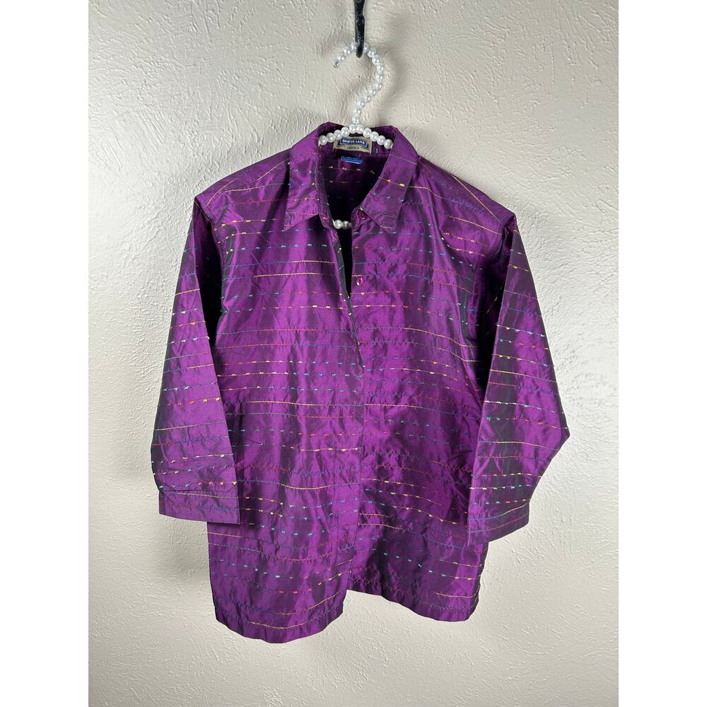 Vintage Shaver Lake Top Size S Lightweight Long Sleeve Colorful Purple Overshirt